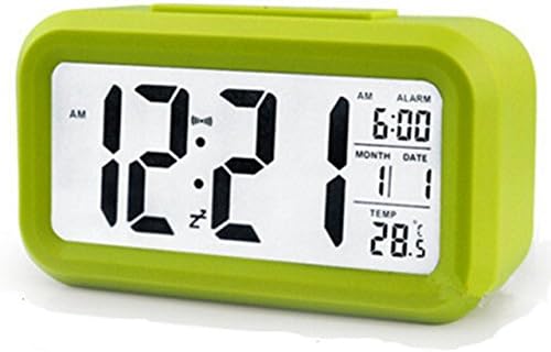 LED Digital Alarm Clock,Silent Morning Sound Control Desk Clock,Big Screen Large Numbers with Smart Backlight,Multifunctional Time Date Temperature Display,Snooze for Heavy Sleepers Great for Travel
