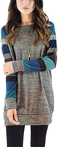 Women's Cotton Tunic Tops Long Sleeve Lightweight Sweatshirt By Ladylala Navy Blue XXL