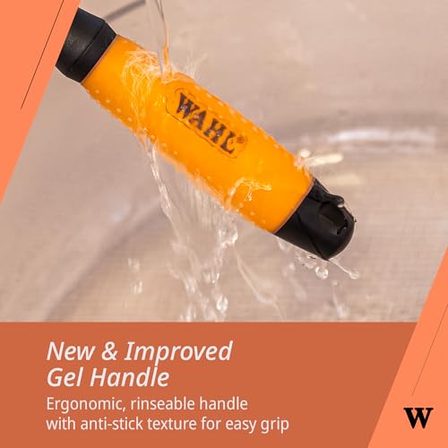 WAHL Grooming Comb for Dogs and Cats, Pet Grooming Tools, Minimal Pulls, Stainless Steel Teeth, Gel Handle, Orange