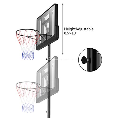 GYMAX Portable Basketball Hoop, 8.510ft Height Adjustable Basketball