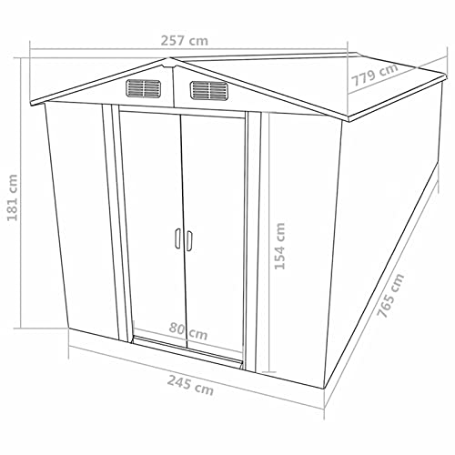 Tidyard Gerätehaus Geräteschuppen Metall Geräteschrank Metallgerätehaus Gartenhaus Schuppen Satteldach Garten Grau… – Bild 5