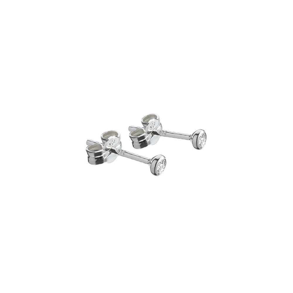 SET NKlaus 2x PAIR stud earrings silver 925 3,00 Cubic Zircon LADIES MEN CHILDREN 40455