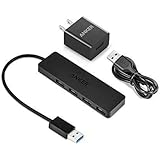 Anker 4-Port USB 3.0 Ultra Slim Data Hub with 12W Power Adapter for Mac, PC, USB Flash Drives and Other Devices