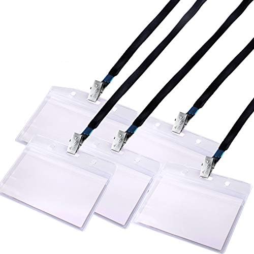 110 Plastic Horizontal Name Tag Holders With Lanyard and Paper Insert