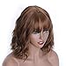 MISSQUEEN Short Wavy Bob Wigs for Women,Short Brown Auburn Bob Wig with Bangs,Pastel Curly Wavy Synthetic Cosplay Heat Resistant Wigs…