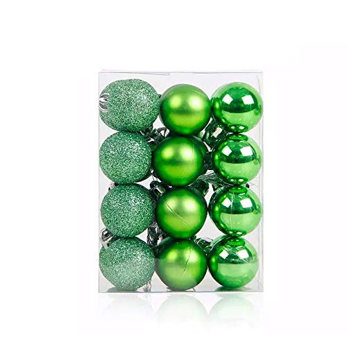 TangTanger Christmas Ball Assorted Pendant Shatterproof Ball Ornament Set Seasonal Holiday Wedding Party Decorations(24 pcs, 3 cm) (Green) - Thumbnail 4