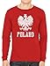 Men's Poland White Eagle Polish Pride Polska Long Sleeve T-Shirt (Red, Large)