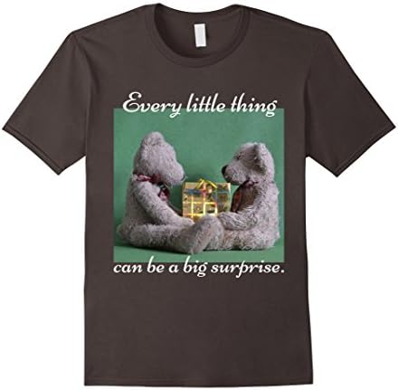 Mens Little thing can be big surprise gift teddy bear Tshirt Medium Asphalt
