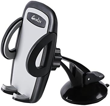 Car phone mount, Universal Car Mount Dashboard/ Windshield Cell Phone Holder Cradle 360 Degree Rotation Smart Phone Mount For Google Pixel / Pixel XL, iPhone 7/ iPhone 7 Plus, Samsung and more (BLACK)