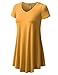 URBANCLEO Womens V-Neck Elong Tunic Top Mini T-Shirt Dress Mustard 3XLARGE