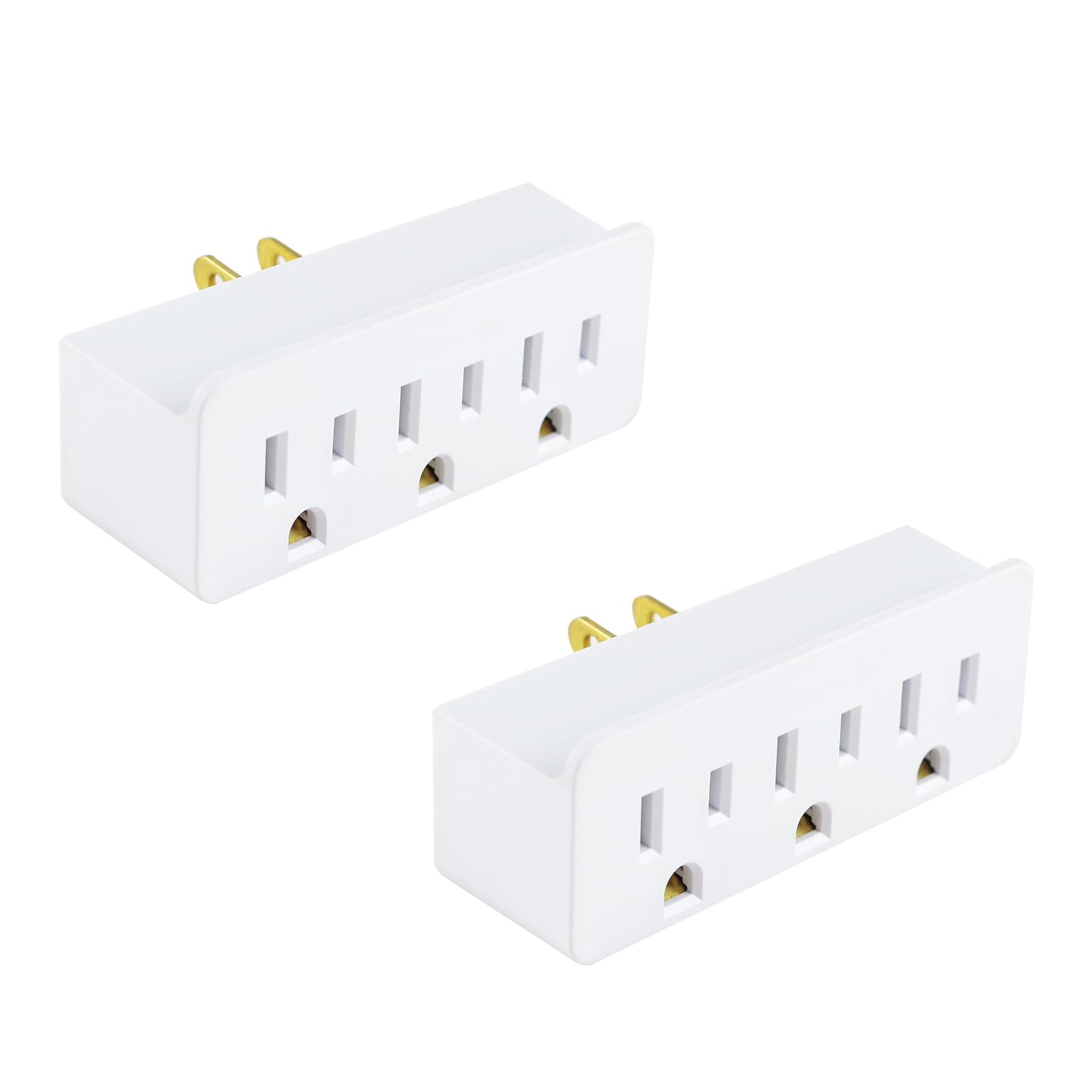 Photo 1 of 3 Outlet Adapter Extender, 3 Way Grounded Plug Splitter, 1 to 3 Plug Outlet Splitter, White,2 Pack.