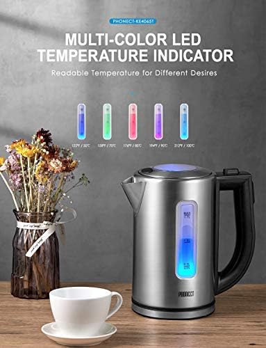Bouilloire Électrique Thermostat Réglable, PHONECT Bouilloire Électrique Avec 2200W Ebullition Rapide, LED Avec Contrôle de Température Variable, Auto Arrêt, Sans BPA, Niveau Eau Visible, 1.7L - Cuisine A Vivre Bouilloire Électrique Thermostat Réglable, PHONECT Bouilloire Électrique Avec 2200W Ebullition Rapide, LED Avec Contrôle de Température Variable, Auto Arrêt, Sans BPA, Niveau Eau Visible, 1.7L