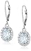 Sterling Silver Oval Blue Topaz Halo Leverback Earrings