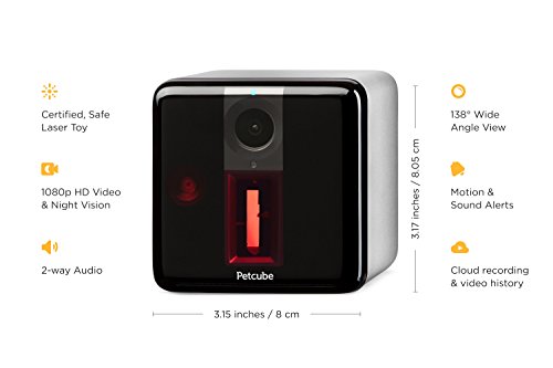 Petcube [2017 Item] Play Smart Pet Camera with Interactive Laser Toy. Remote Dog/Cat Monitoring with HD 1080p Video, Two-Way Audio, Night Vision, Sound/Motion Alerts. App-Enabled Pet and Home Safety