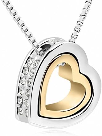 Sharefashion Women Eternal Love Heart-shaped Necklace (White+Golden)