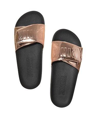 Victoria's Secret PINK Crossover Comfort Slide Sandals Shoes Rose Gold M 7-8