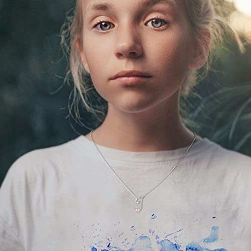 DISIMIE Silver Name Initial Necklaces for Women Girls, Heart Pendant Letter Necklaces for Ladies Friend, Personalized Cute Chain Jewelry Birthday Anniversary Mother\'s Day Necklace Gift with Initials