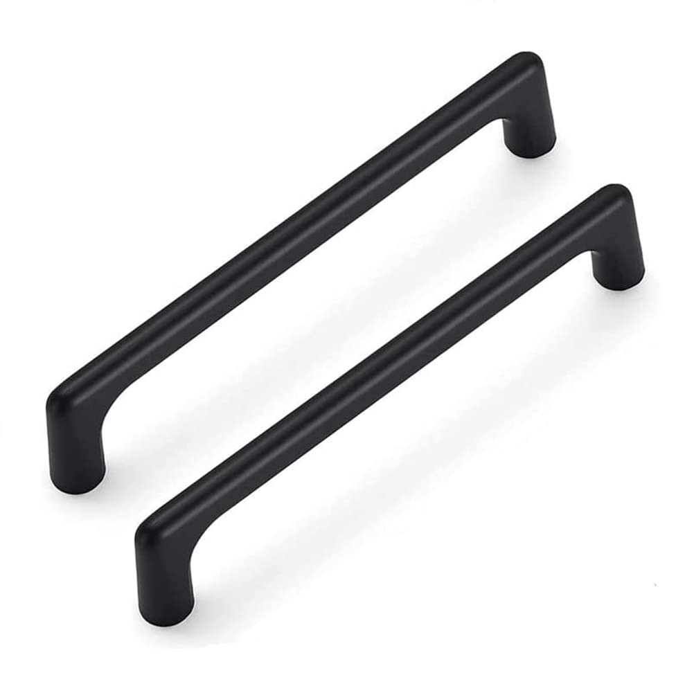 ANSIEDIO 2 Pieces Kitchen Cabinet Handles Hole Distance 160mm Matt Black Cupboard Handles Drawer Handles Zinc Alloy Wardrobe Handles