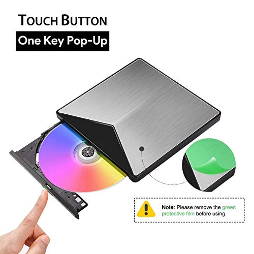 Snorain External CD/DVD Drive,USB 3.0 DVD +/-RW Superdrive CD Burner with High Speed Data Transfer Compatible for MacBook Laptop Desktop PC Windows10 /8/7 /XP Linux Mac OS (Silver)