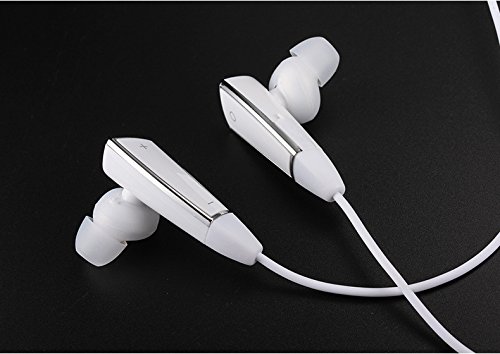SCS ETC Magnetic Wireless Earphones Slim and Splashproof Bluetooth 4.1 Headphone for Running Jogging Biking (White)