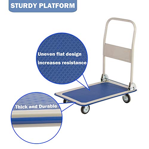 LUCKYERMORE Platform Truck Hand Flatbed Cart Dolly Folding Moving Push