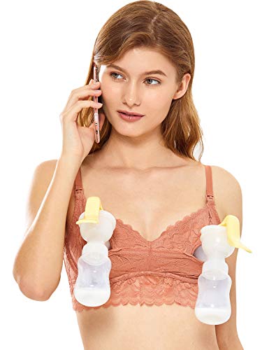 MOMANDA Women's Underwire Lace Nursing Hands-Free Pumping Bra Sun Kissed 40B - Thumbnail 5
