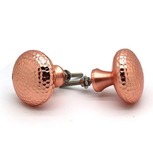 Pushka Home. A Pair of Large Copper Hammered Rose Gold Cupboard Door Knob. PL2 x 2
