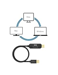 iczi Cable de transferencia de datos USB 2.0 (5ft 1.5 m), Smart KM (Keyboard & Mouse) Enlace para Windows 10, 8.1, 8, 7, Vista, XP, Mac OS, Negro