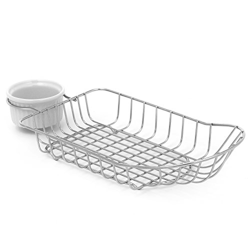 Stainless Steel French Fries Serving Basket with Ceramic Ramekin - Thumbnail 3