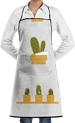KDSBW Cute Cactus Palnts Unisex Aprons Cartoon Kitchen Apron Crazy Cooking Aprons With Pockets