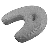 Jersey Tshirt Sheet Ear Hole Pillowcase - Grey - Zippered Cover for Side Sleeper Pillow Ear Hole Pillow
