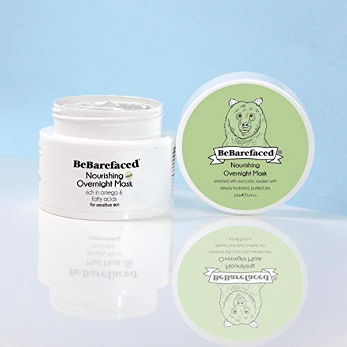 BeBarefaced Overnight Avocado Organic Face Mask For Sensitive Skin Soothing Nourishing