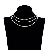 Zealmer Stunning Layering Choker Necklace Set Simple Design 3 PCS Silver