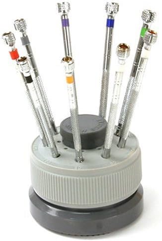 Paylak ECOSCREW9-1NEW 9 Mini Screwdriver Set with Rotating Stand, Extra Blades Hobbyist Economy