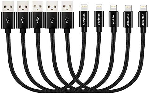 dethinton Short Charging Cables Ultra Slim Connector 5Pack 10inch Nylon Braided Charger Cable USB Cord Charging Charger…