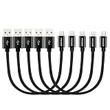 dethinton Short Charging Cables Ultra Slim Connector 5Pack 10inch Nylon Braided Charger Cable USB Cord Charging Charger Compatibility with Any i OS System Device-Black