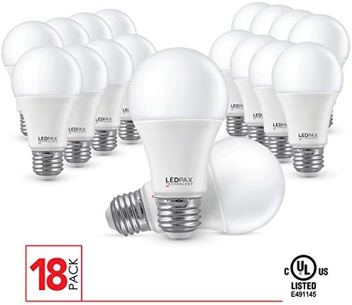 A19 LED Light Bulbs Non Dimmable, 9.5W (60W equivalent), 3000K, 800 Lumens, (18 Pack), UL Listed