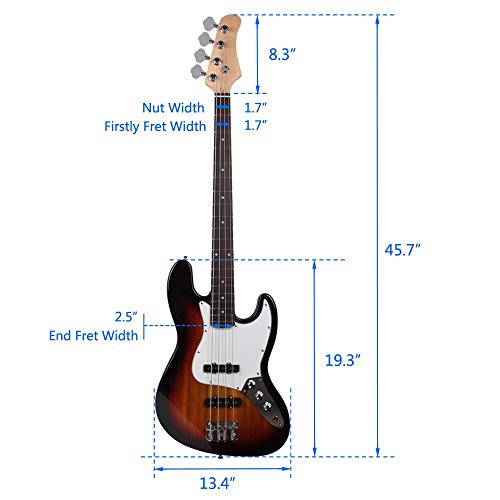Waful Electric Bass Guitar, Starters Acoustic Bass Guitar Beginner Kit