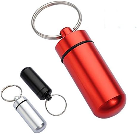 Aluminum Pill Box Case Bottle Holder Container Keychain
