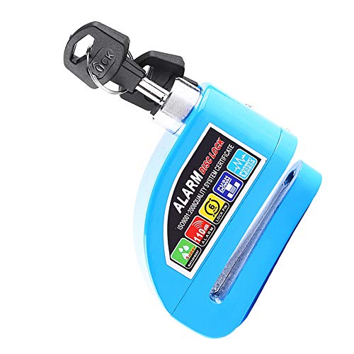 Cuque Disc Brake Lock Motorcycle Anti-Theft Brake Lock Scooter Bicycle Security Alarming System with 2 Keys(Blue)