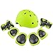 7Pcs Kids Sports Safety Protective Gear Set, RuiyiF Elbow Pad Knee Support Wrist Guard and Helmet for Children Skateboard Skating Blading Cycling Riding - Green