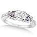 Butterfly Heart Shaped Diamond and Amethyst Engagement Ring 14k White Gold (1.00ct)