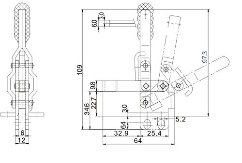 E-TING 2PCS Vertical Hand Tool Quick-Release Toggle Clamp 200 lbs / 91kg Holding Capacity Antislip Clamp 12050-U Hand Tool