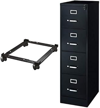 Amazon Com Home Square Fully Assembled 4 Drawer 22 Deep Letter File Cabinet In Black With File Caddy Office Products