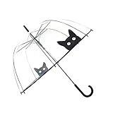 SMATI Stick Umbrella dome transparent - Auto Open - for Women and Kids (The Enhanced Edition Cat)