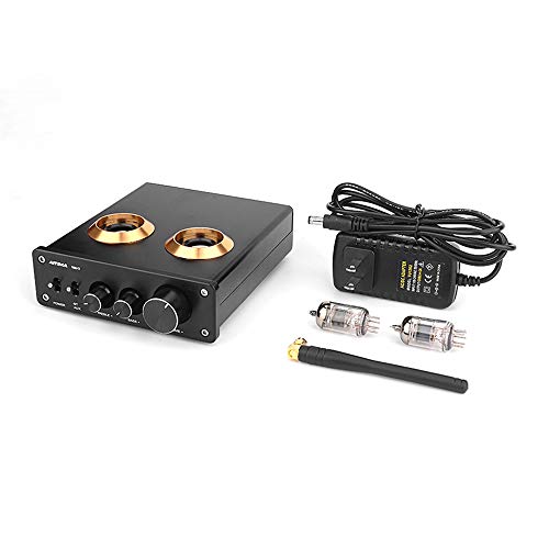 AIYIMA Audio 6J1 Tube Preamplifier Bluetooth 5.0 HiFi Treble & Bass Adjustment Audio Preamplifier DC12V Amplifier Preamp for Home Theater System (Black+Bluetooth 5.0)