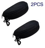 BestFire® Brand New Black Zip Eye Glasses Nylon Eyewear Hard Case Eyeglasses Safety Bag Zippered Hard Sunglasses Case Holder Box Belt Holder Protector 2.7" High w Hook, eyeglasses pouch RT406 (2 PCS)