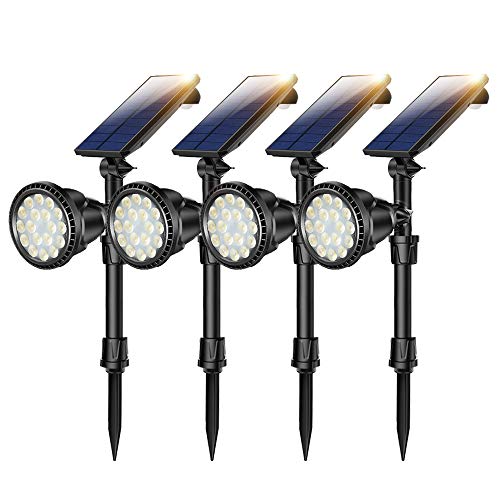 Solar Spot Lights, Outdoor 18 LED Landscape Lamps Super Bright Spotlight Waterproof Flood Lamp with Motion Sensor for Deck Yard Garden Garage Driveway (Yellow - 4 Pack) - Thumbnail 7