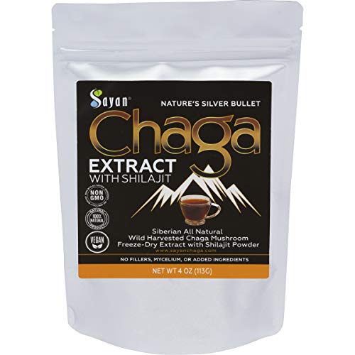 Sayan Siberian Chaga Mushroom Extract with Shilajit Powder 4Oz/113g -Powerful Antioxidant Fulvic Acid Supplement -Immune System Health Booster, Inflammation Reduction +All Natural Yeast Support (Best Foods To Avoid Prostate Cancer)