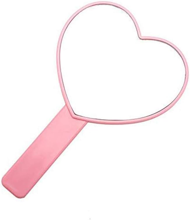 TBWHL Heart-Shaped Travel Handheld Mirror, Cosmetic Hand Mirror with Handle Pink: Home & Kitchen